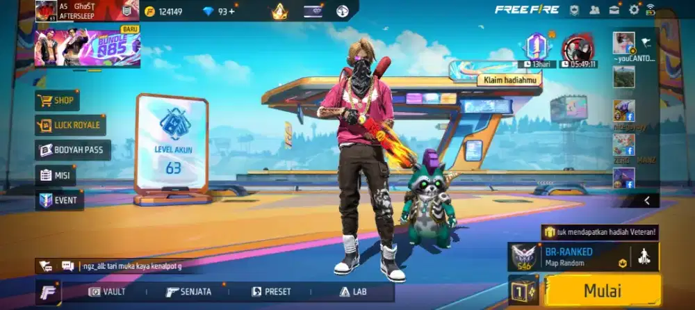 Dijual Akun Free Fire Rare – Banyak Skin & Item Langka