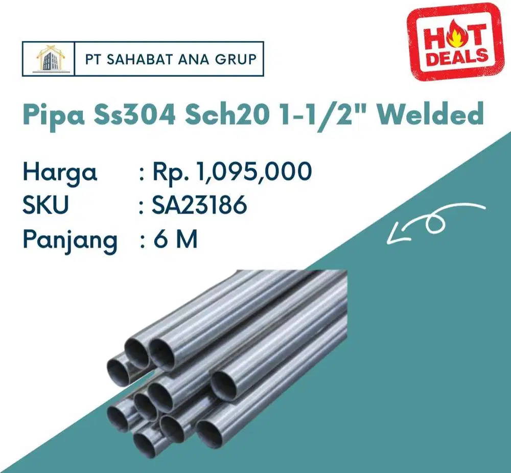 Pipa Ss304 Sch20 1-1/2 Welded