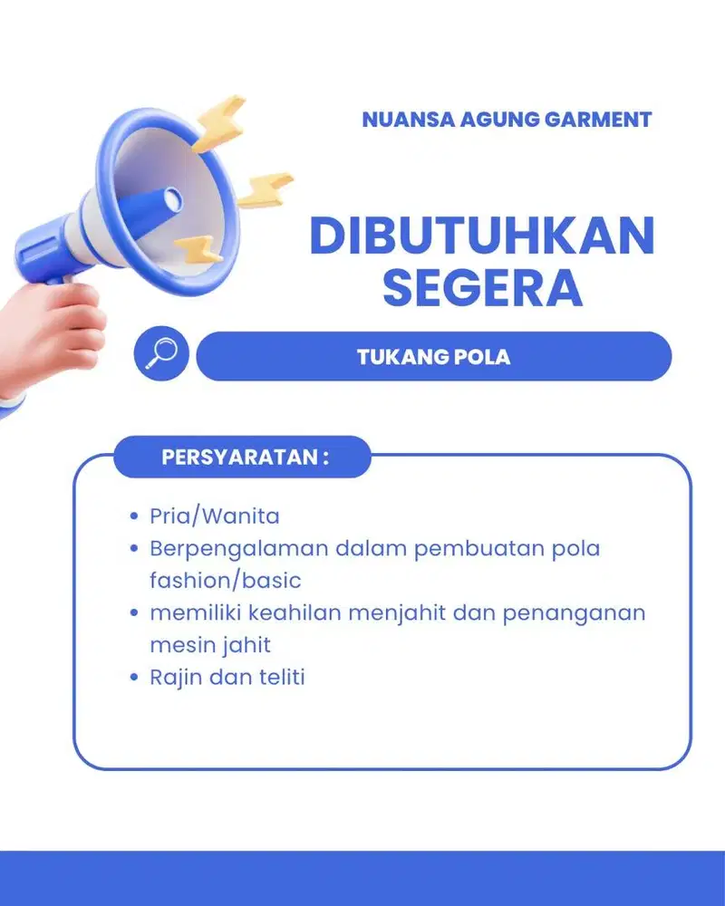 Lowongan Tukang Pola