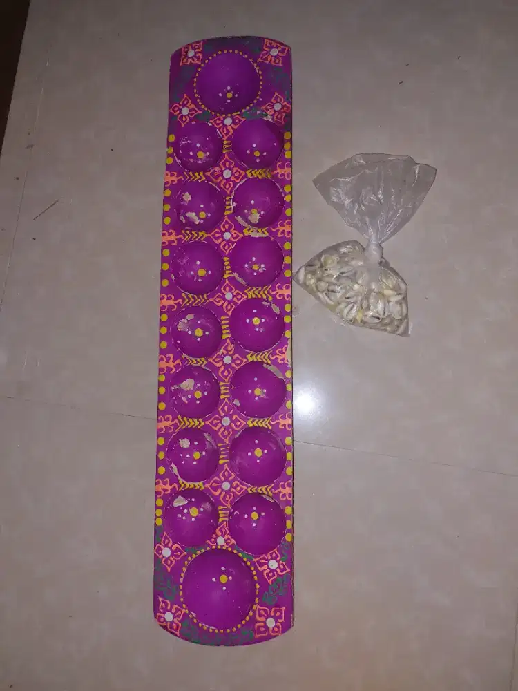 Congklak kayu bonus biji kerang asli