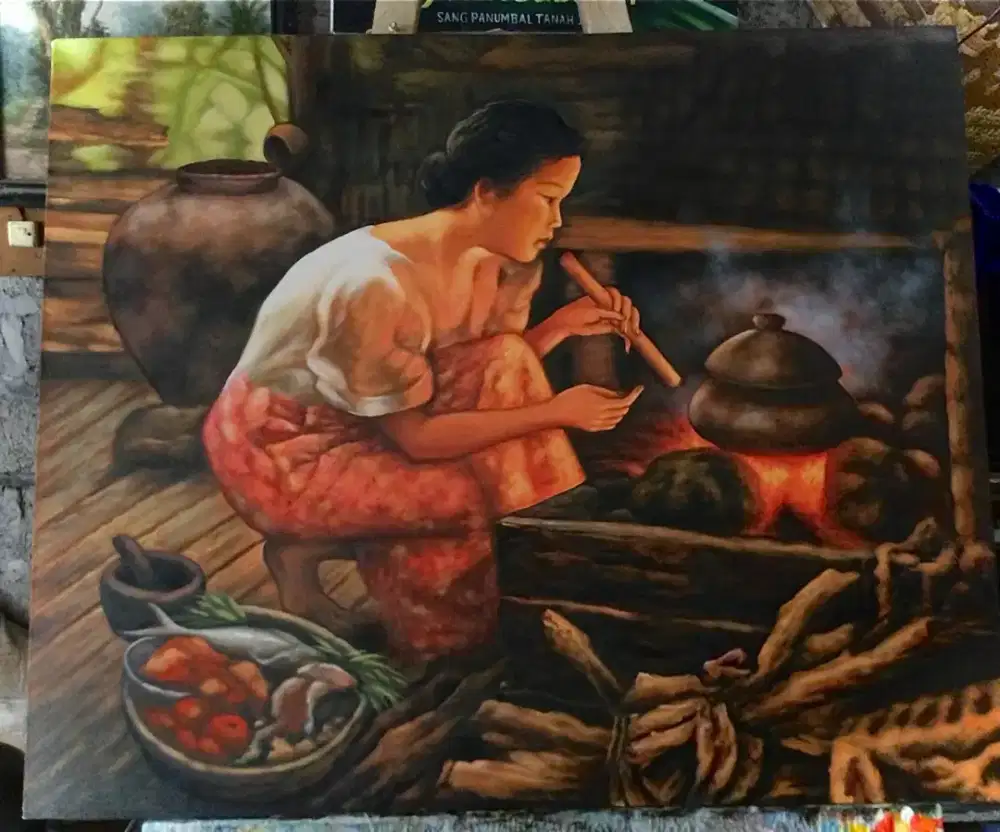 Dijual lukisan kanvas gadis 100x120 cm