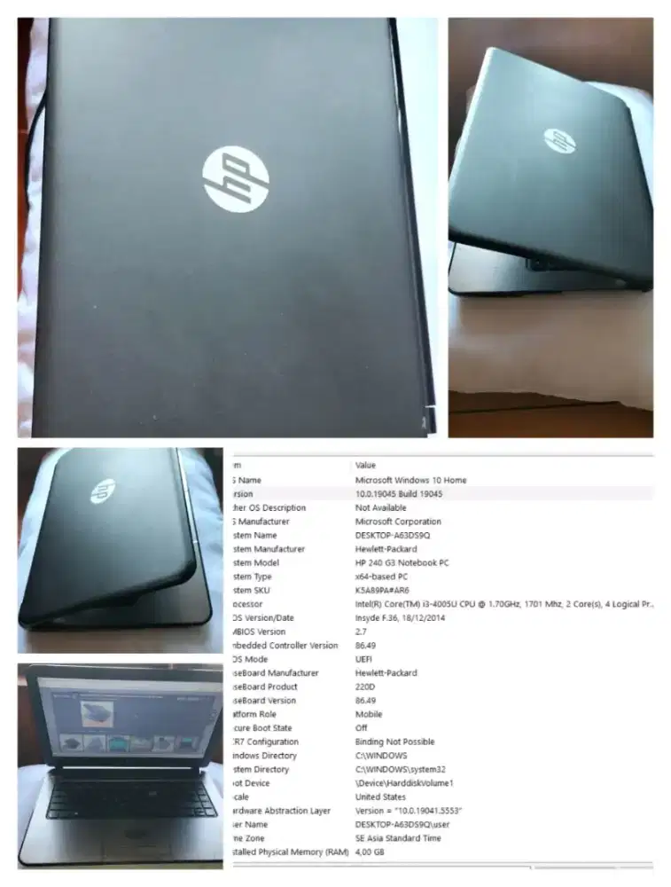 laptop hp warna hitam 4 giga harga bisa nego tipis