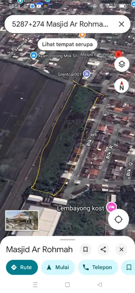 Tanah sawah dalam kota Barat bumi asri/belakang Gudang Polytron