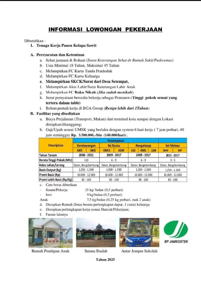 Lowongan kerja perkebunan