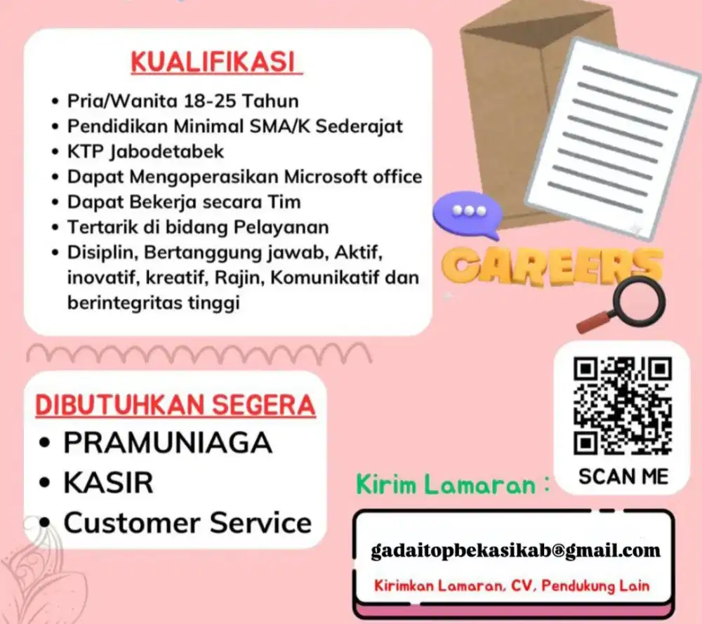 ADMIN PEGADAIAN (LOWONGAN KERJA)