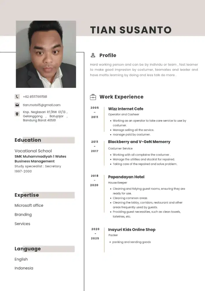 Cari pekerjaan kantor atau bebas