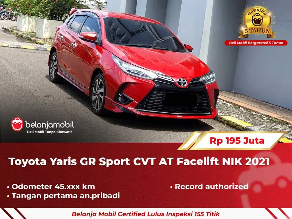 [ GARANSI 5TH ] Toyota Yaris GR Sport CVT AT Facelift 2021/2022