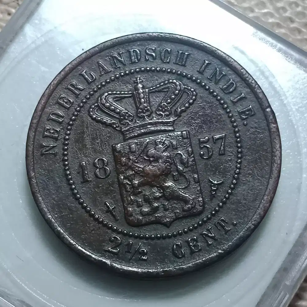 Koin Langka 1857 BENGGOL BESAR 2.5 CENT BELANDA BLACK PATINA WILLEM