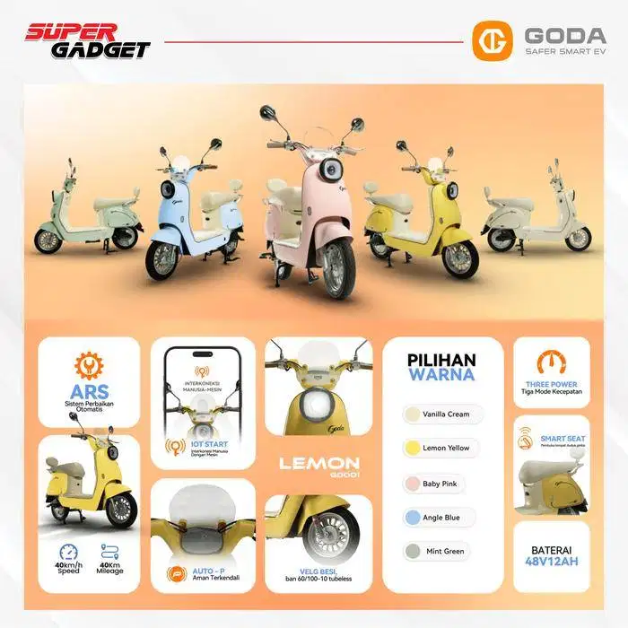 GODA 001 LEMON Sepeda Listrik 48V 12Ah Garansi Resmi