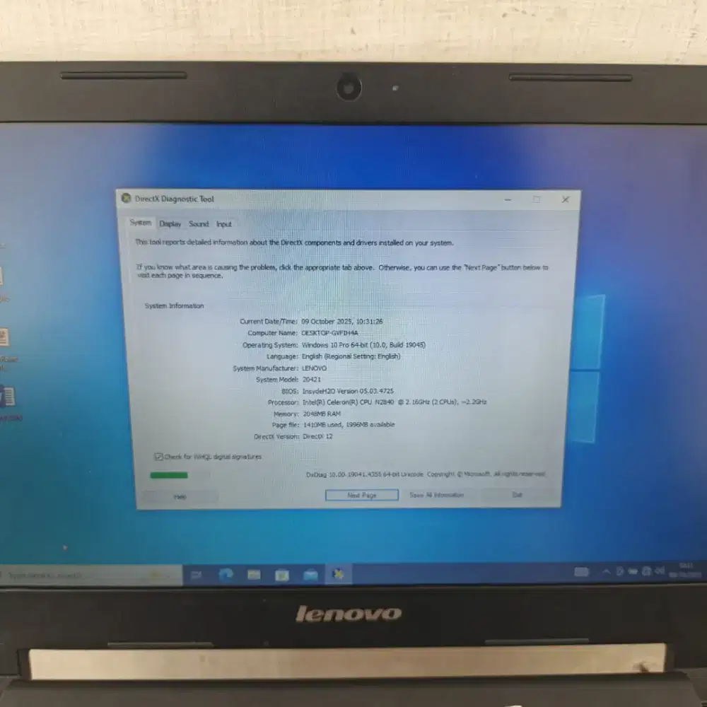 JUAL NOTEBOOK LENOVO S20-30 INTEL CELERON CPU N2840 RAM 2GB HDD500GB