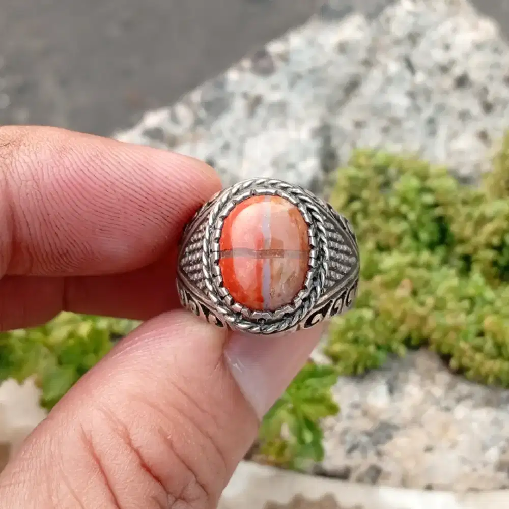 Batu Tapak Jalak Garut Ring Perak Handmade