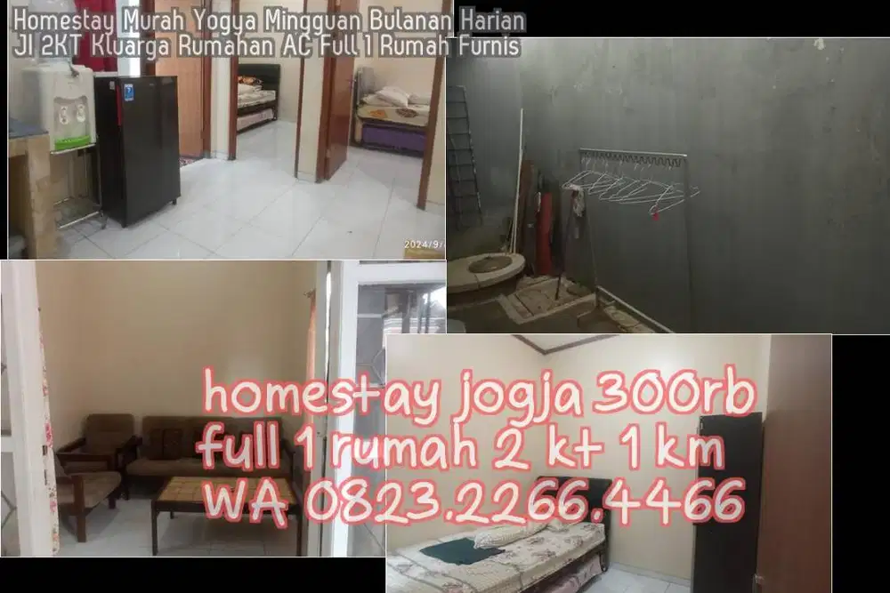 Homestay Murah Yogya Mingguan Bulanan Harian JI 2KT Kluarga Rumahan AC