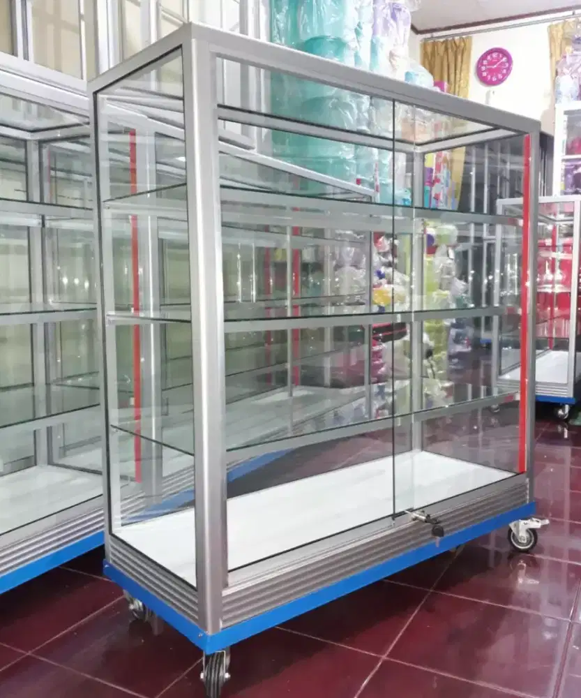 Etalase Toko Panjang 1Mx1M Pake RODA BESAR & Kunci