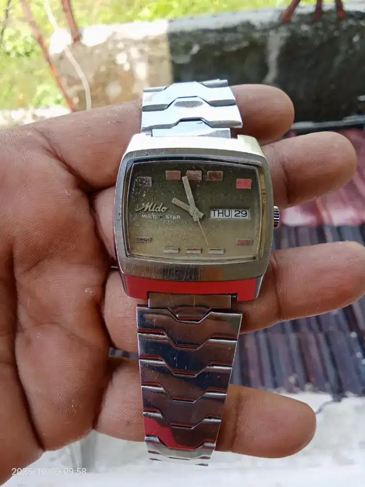 Jam Mido multi star TV vintage original mesin 9509 Swiss