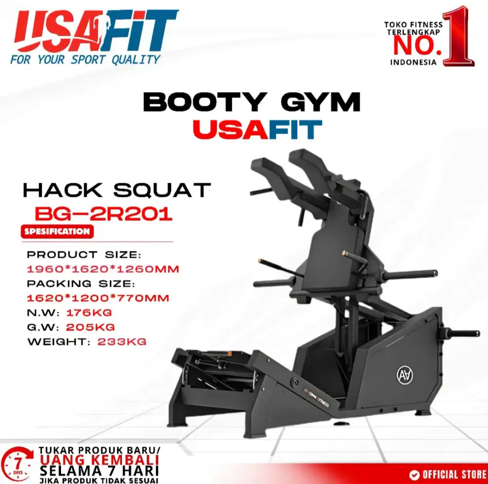 Hack Squat Usafit BB-2R201 Alat Fitness Gym Komersil