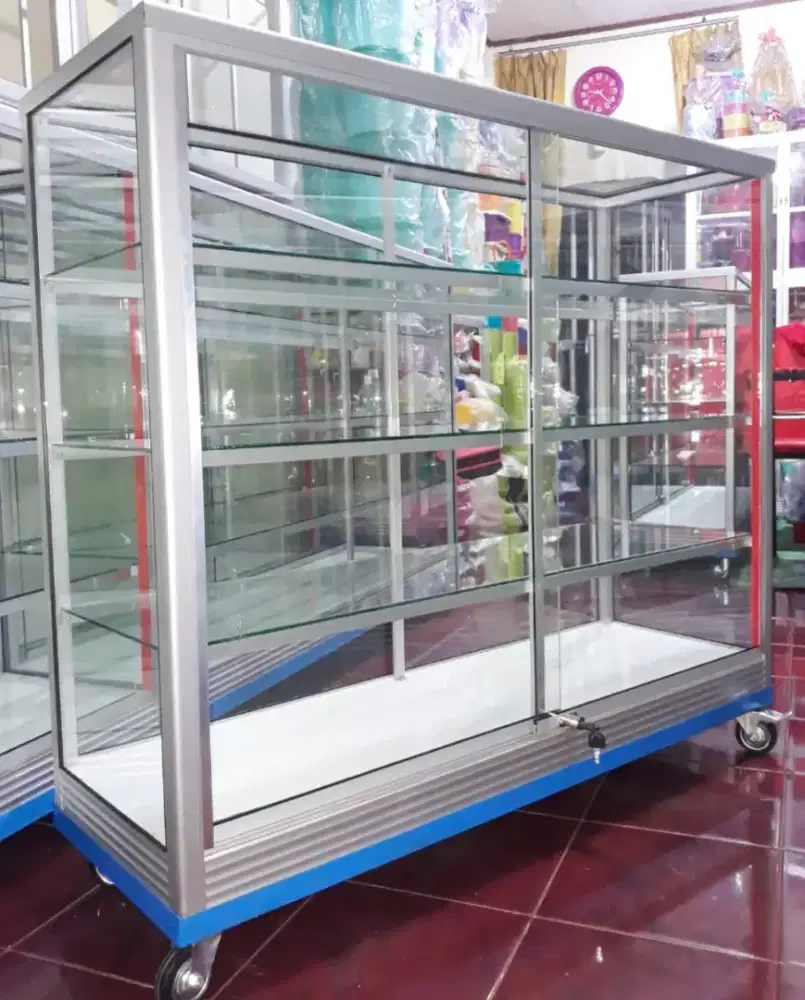 Etalase Panjang 1,2Mx1M Sudah Lengkap Dengan RODA BESAR