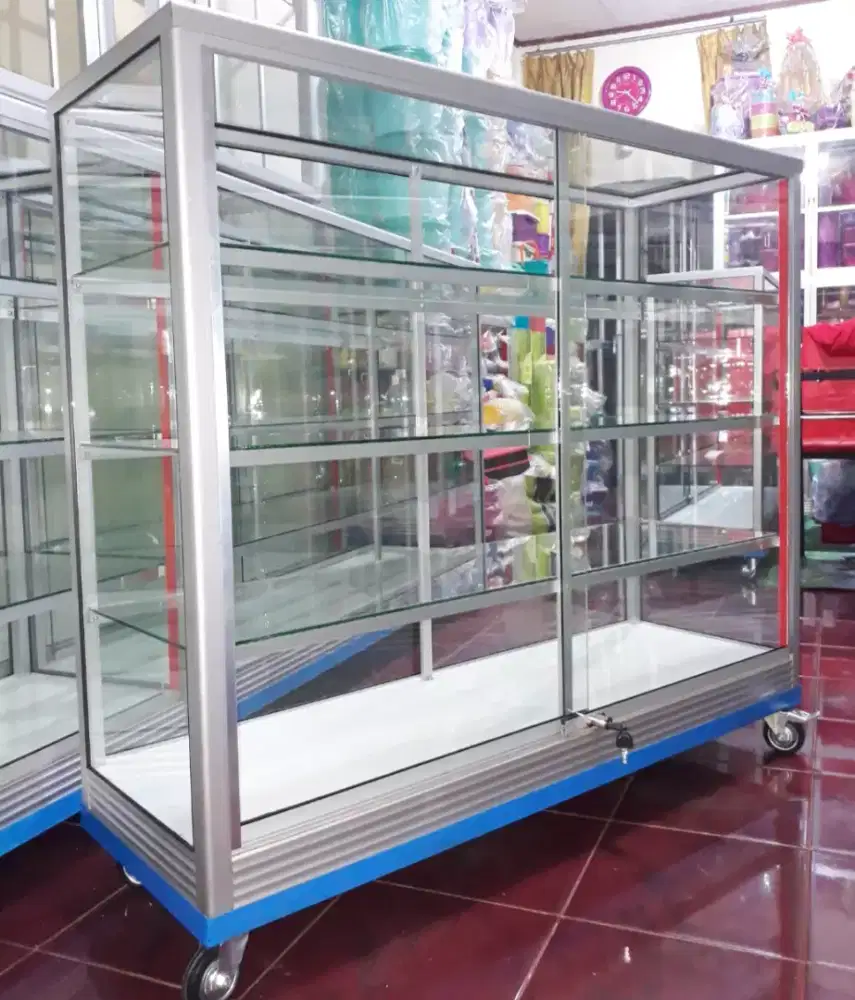 Etalase 1,2Mx1M Pakai RODA BESAR Siap Kirim