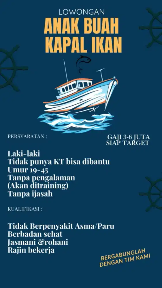 Dibutuhkan 24 Abk kapal