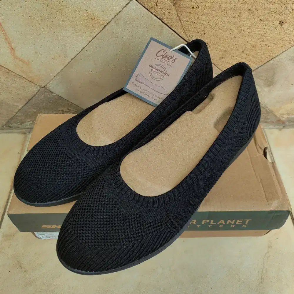 Skechers Cleo Flex Wedge Women Original no Sneakers Go Run Walk Black