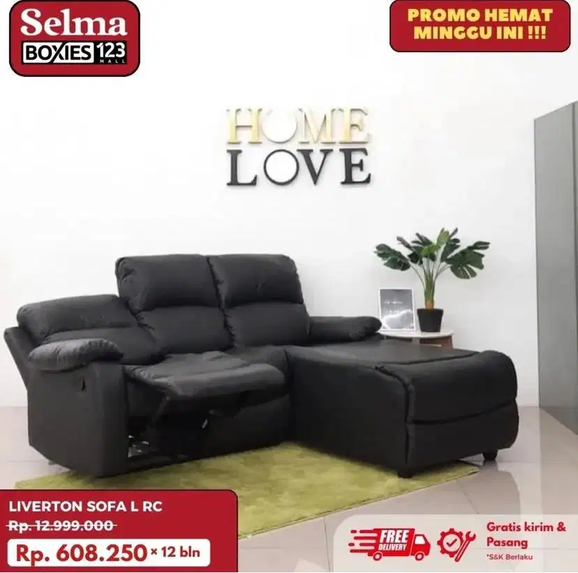 Sofa L recliner kulit