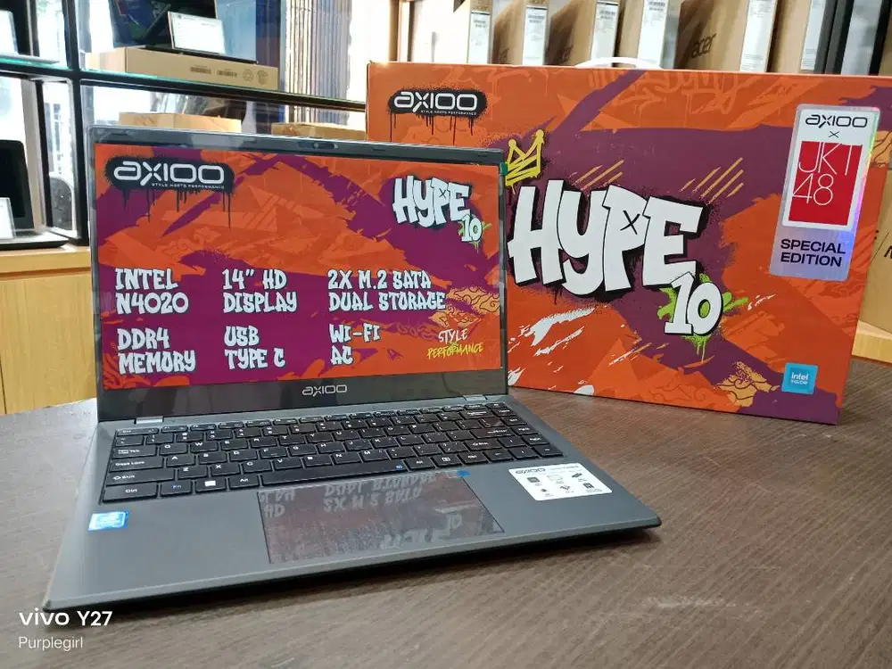 AXIOO HYPE 10 CELERON N4020/RAM 8GB/SSD 256GB/GARANSI RESMI 1 TAHUN