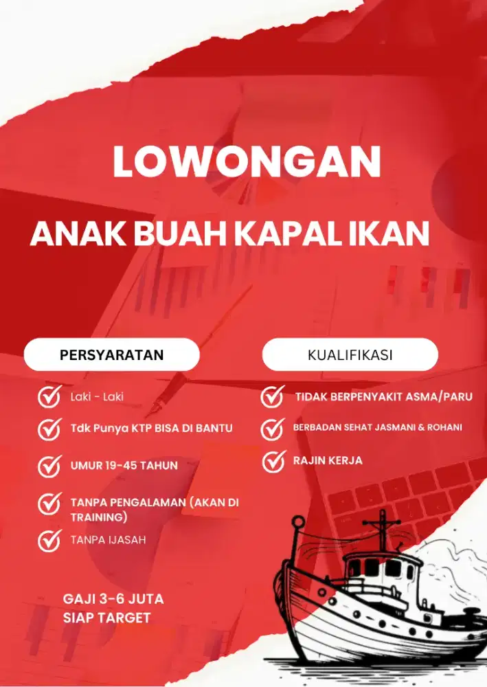 Dibutuhkan 24 Abk kapal