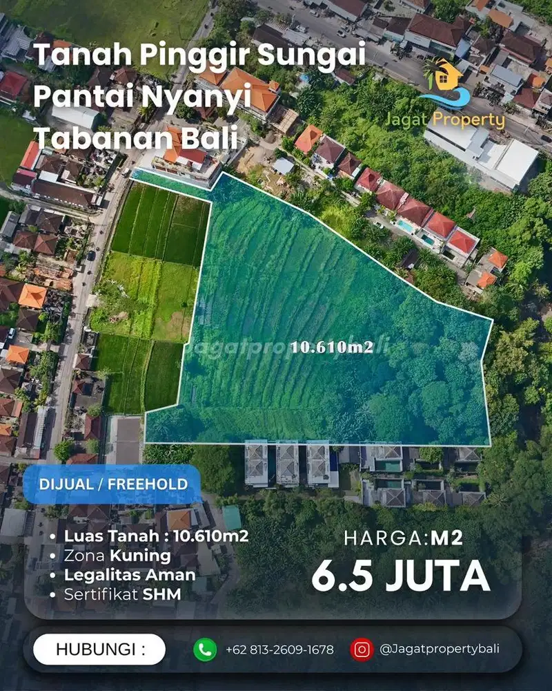 Dijual Tanah Los Sungai di Nyanyi Tabanan Bali