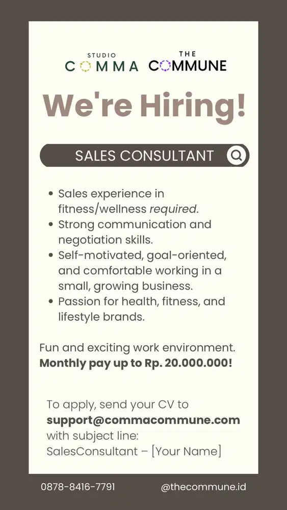 Dibutuhkan segera - sales consultant