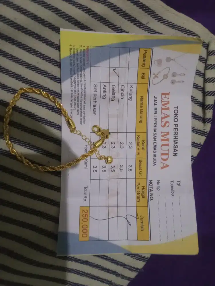 Gelang emas asli