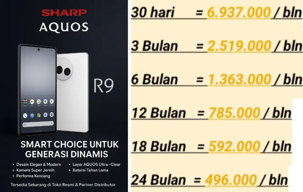 Kredit Sharp Aquos R9 12/256 tanpa DP