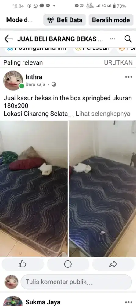 Jual kasur bekas in the box springbed ukuran 180x200
