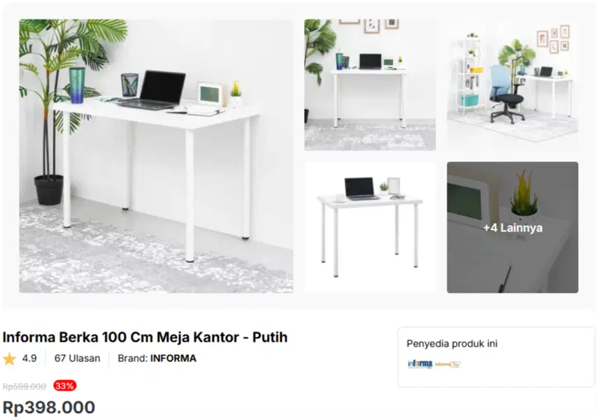 INFORMA Meja Kantor (2) + Kursi Makan Kulit (4)