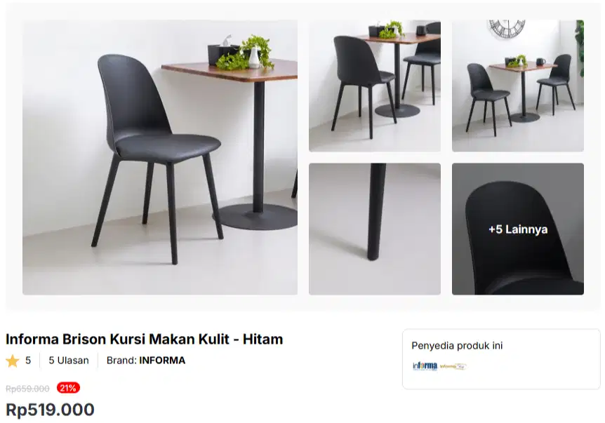 INFORMA Meja Kantor (2) + Kursi Makan Kulit (4)