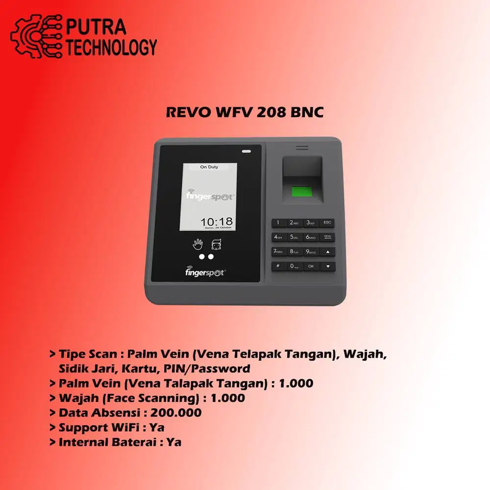 Absensi Finger, Face, & Vein Revo WFV 208BNC