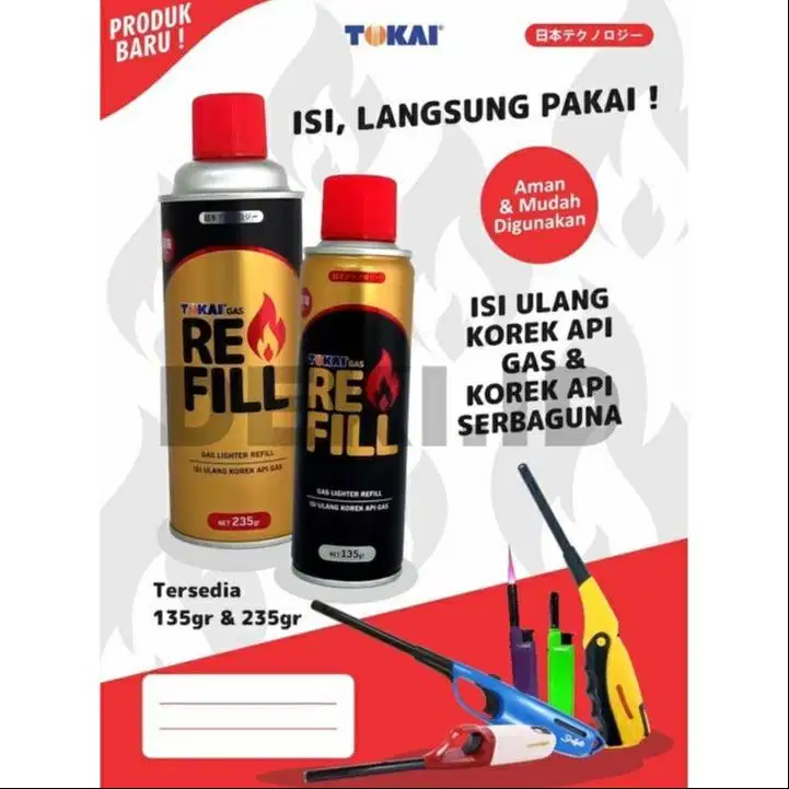 Refill Isi Ulang Korek Api Gas Tokai 235 Gram Asli Segel Pabrik Refil