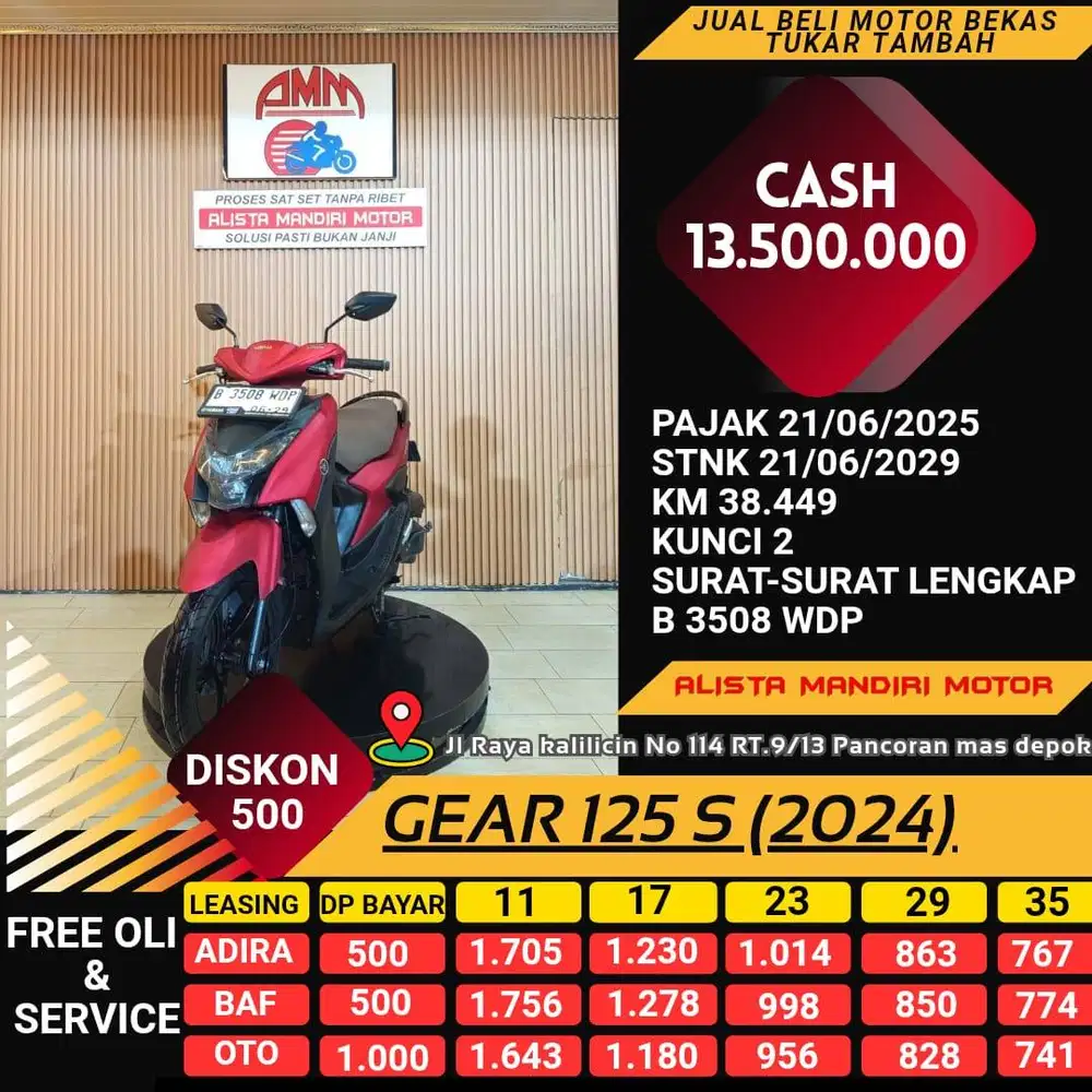 YAMAHA GEAR S TH 2024 BISA BAYAR VIA CC/PAYLATER