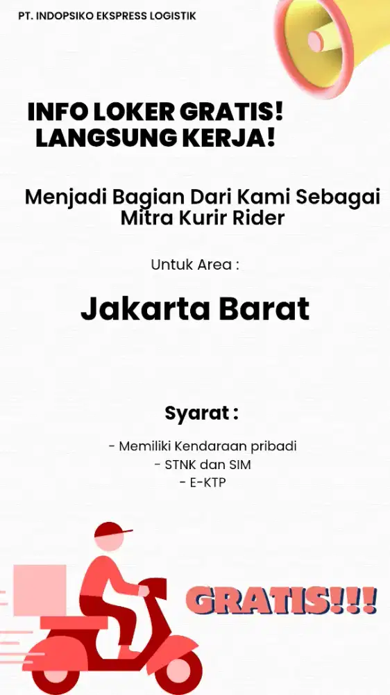 DIBUTUHKAN KURIR AREA JAKBAR
