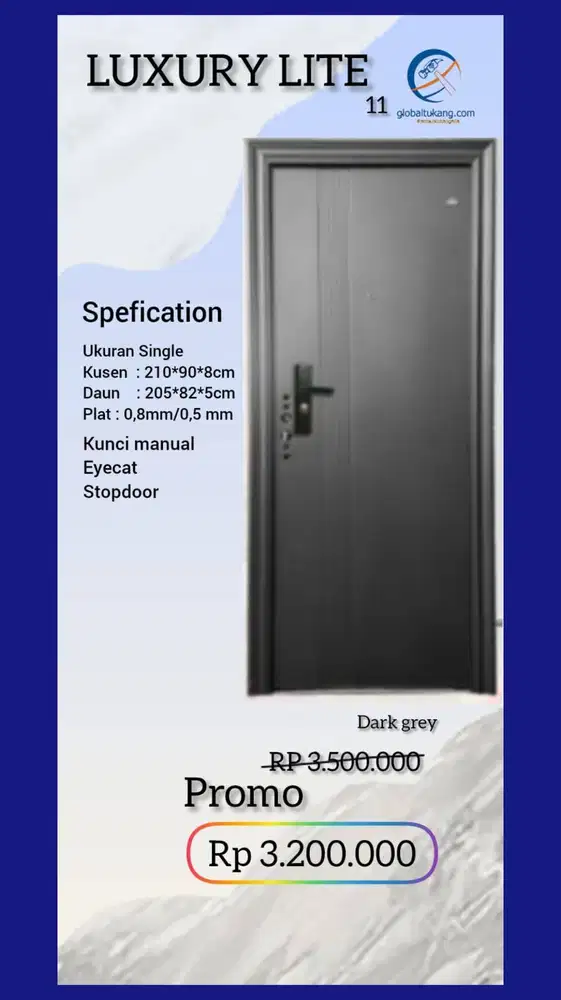 Jual Pintu rumah minimalis modern berbahan baja kota Padang