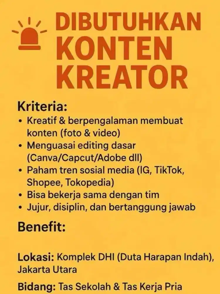 DI BUTUHKAN KONTEN KREATOR WANITA