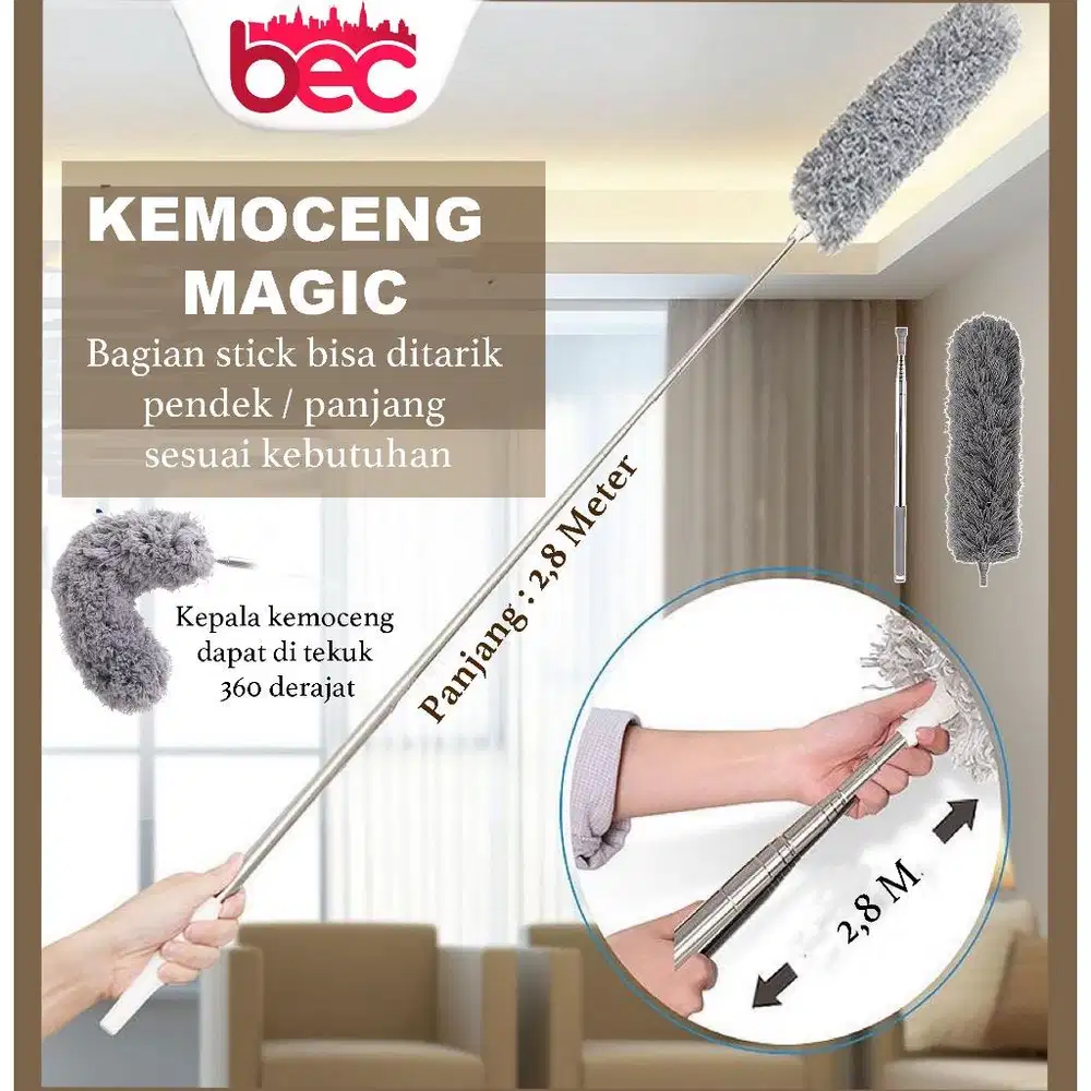 Kemoceng microfiber 280cm flexible alat pembersih tembok dan atap