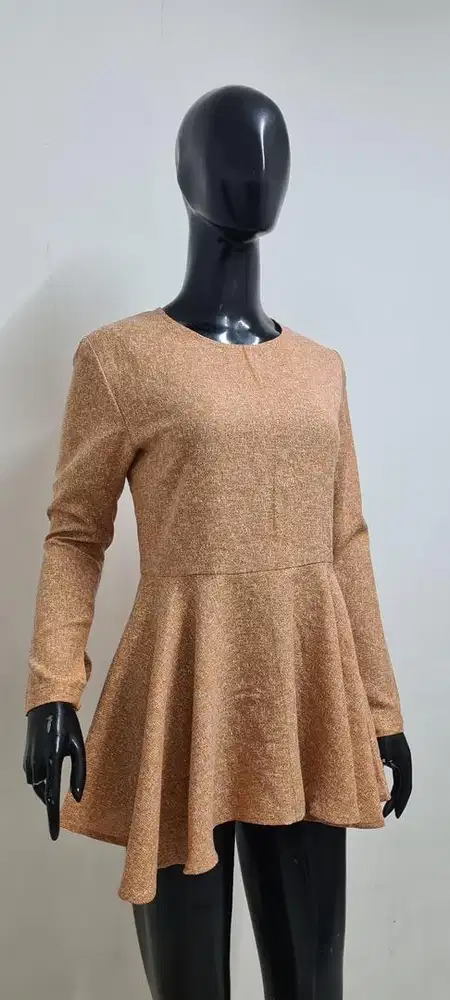 Brown Top, tunik peplum premium, kebaya modern, tunik vintage