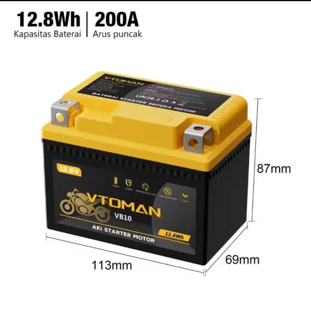 Aki motor Lithium Vtoman VB 10 utk beat, vario, PCX