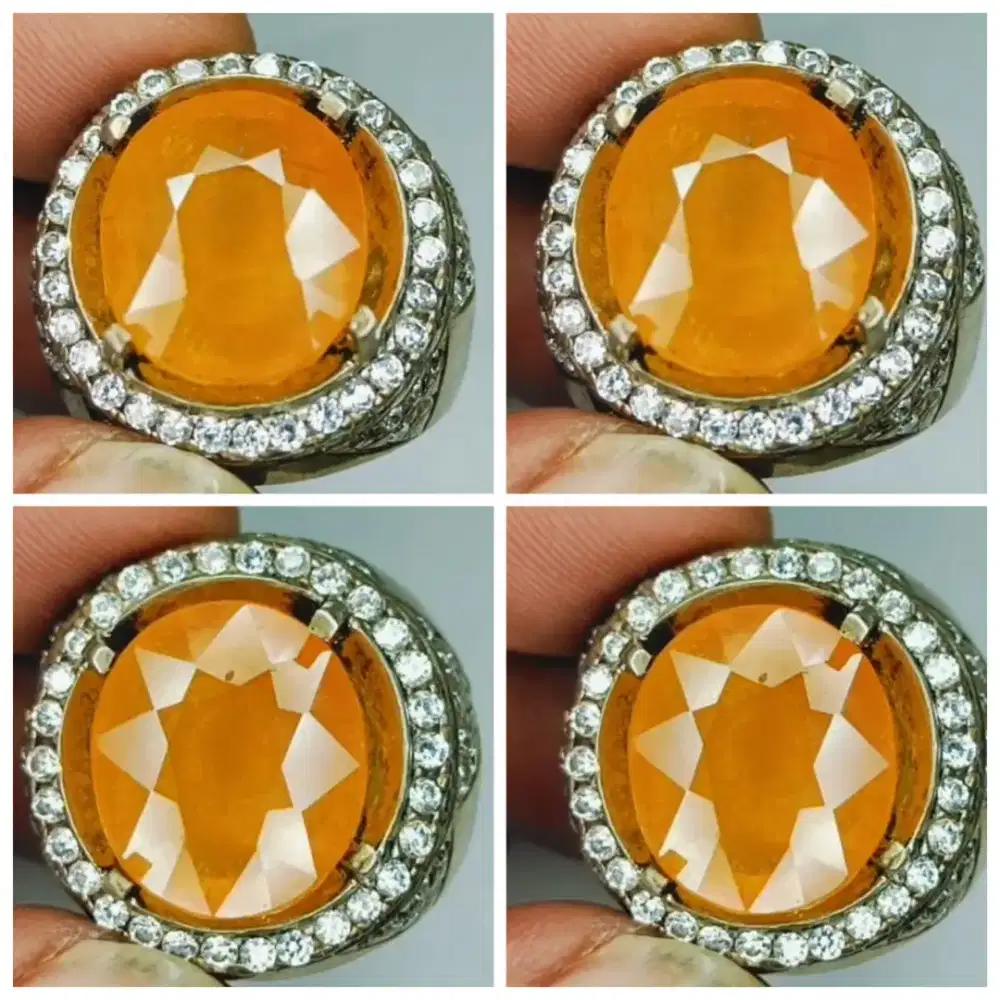Yellow sapphire 14 crts ring perak mewah