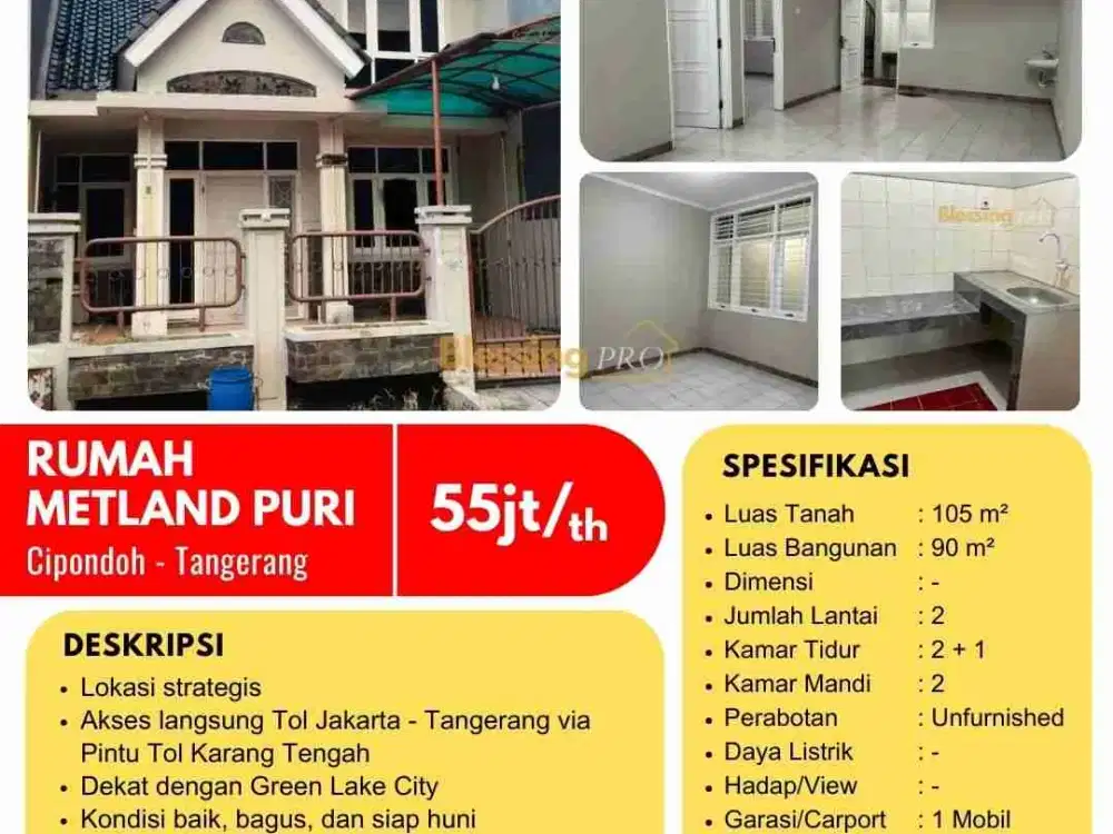 Disewakan rumah Metland puri