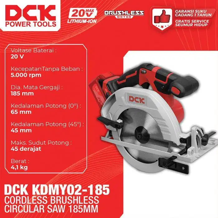 DCK Cordless Brushless Circular Saw 185mm / Mesin Gergaji Sirkel 7