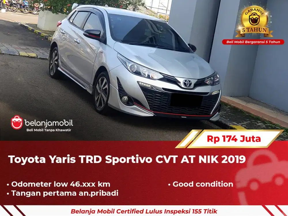 [ GARANSI 5TH ] Toyota Yaris Trd Sportivo CVT AT 2019/2020