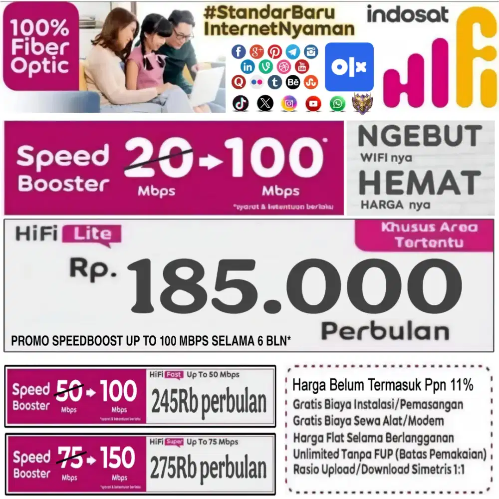 Pasang Wifi murah Indosat HIFI Harga Flat Selama Langganan