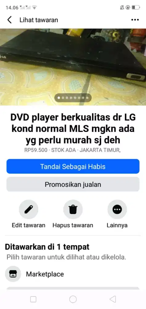 DVD player berkualitas LG kond normal se lg ada cpt murah sj nih bos