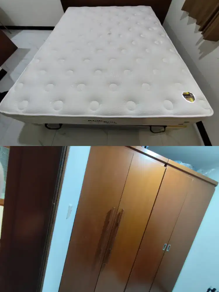 kasur King Koil 160x200+dipan javapanda+2 lemari pakaian