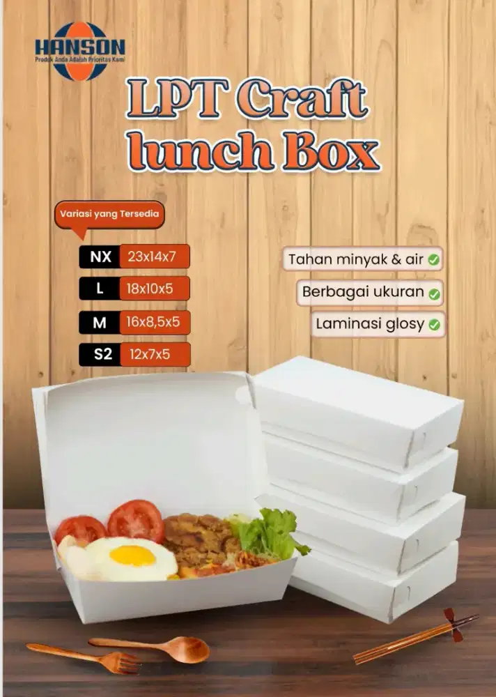 Tempat Makan Lunch Box Warna Putih Tahan Minyak dan Air